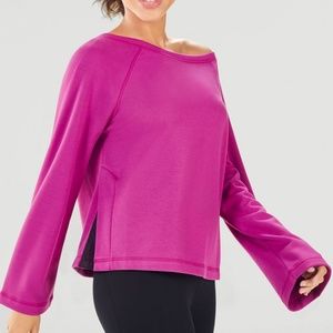 Fabletics Magenta Vivid Purple/Black Isabel Off Shoulder Winter Sweatshirt XS